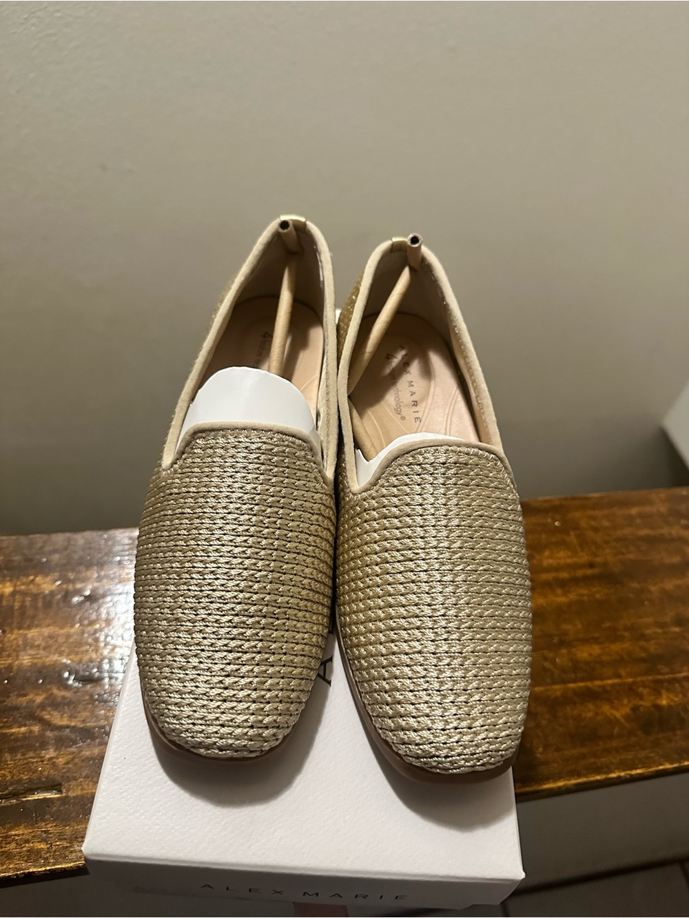 Alex Marie Woven Slip-On Loafers in Natural Straw